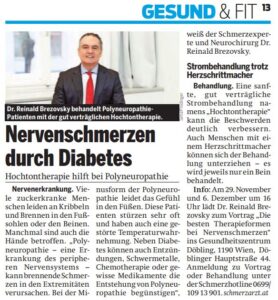 In diesem Artikel erwähnt de Schmerzart die Hochtontherapie als gute Behandlungsmöglichkeit für Neuropathien